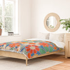 Retro Garden Gingham Flowers Vivid 60s 70s Floral Pattern Duvet Cover Gallery Image 2
