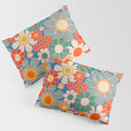 Retro Garden Gingham Flowers Vivid 60s 70s Floral Pattern Pillow Sham Gallery Image 3