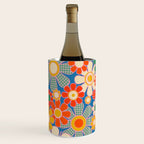 Retro Garden Gingham Flowers Vivid 60s 70s Floral Pattern Wine Chiller Gallery Image 2