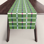 Windowpane Plaid Blue Pink on Green Table Runner Gallery Image 1