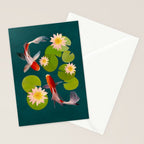 Graceful Koi Among Water Lilies  Stationery Card Gallery Image 2