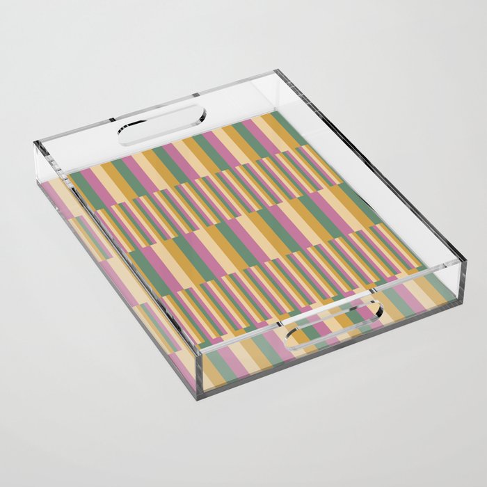 Mixed Stripes Pattern XIII Tropical Summer Acrylic Tray Gallery Image 1