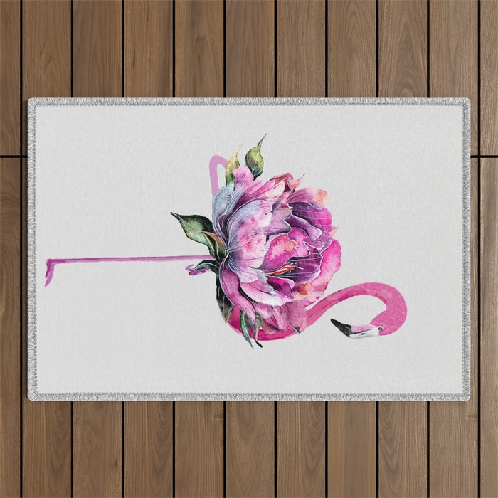 Flower Flamingo Outdoor Rug Gallery Image 1