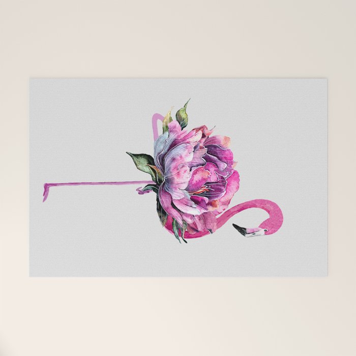 Flower Flamingo Welcome Mat Gallery Image 1