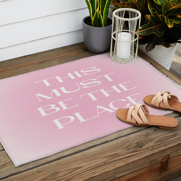 This Must Be The Place Pink Gradient Outdoor Rug Gallery Image 2