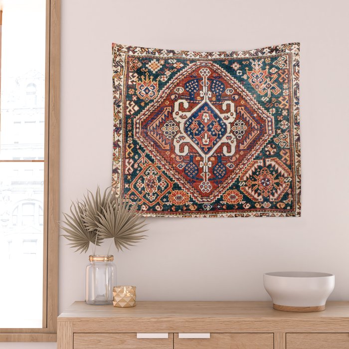 Qashqai Khorjin  Antique Fars Persian Bag Face Print Wall Tapestry Gallery Image 2