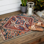Qashqai Khorjin  Antique Fars Persian Bag Face Print Outdoor Rug Gallery Image 2