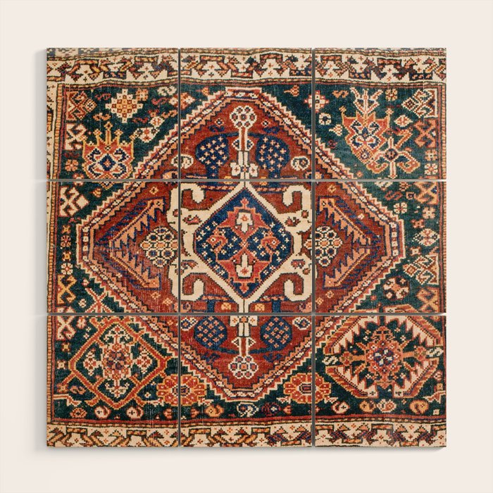 Qashqai Khorjin  Antique Fars Persian Bag Face Print Wood Wall Art Gallery Image 1