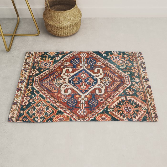 Qashqai Khorjin  Antique Fars Persian Bag Face Print Rug Gallery Image 1
