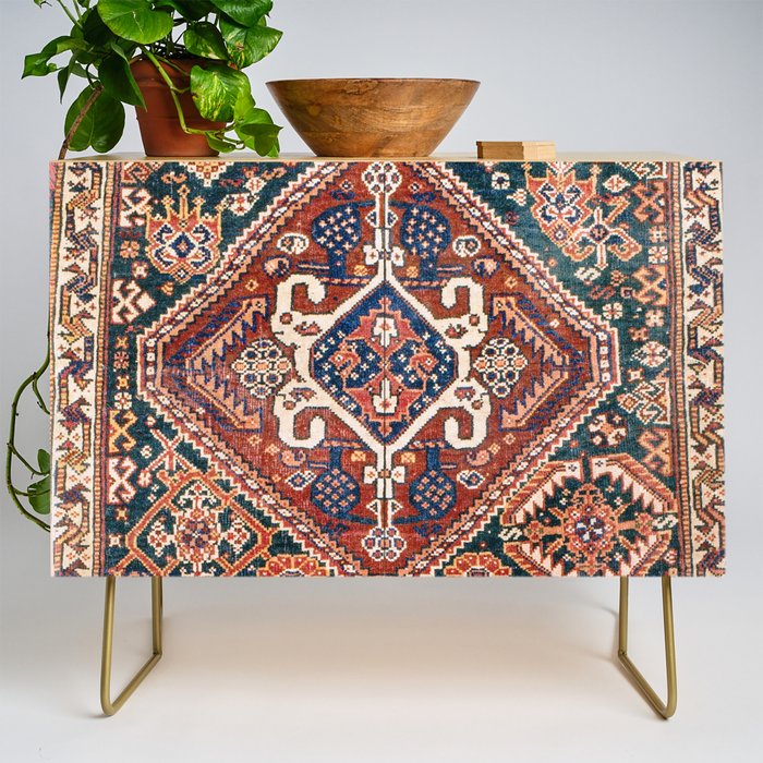Qashqai Khorjin  Antique Fars Persian Bag Face Print Credenza Gallery Image 1
