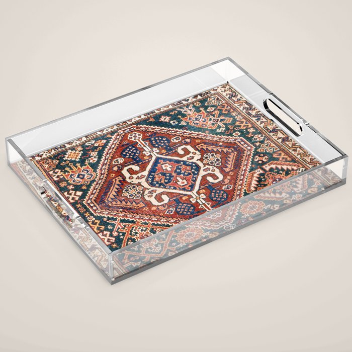 Qashqai Khorjin  Antique Fars Persian Bag Face Print Acrylic Tray Gallery Image 1