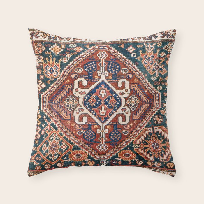 Qashqai Khorjin  Antique Fars Persian Bag Face Print Throw Pillow Gallery Image 6