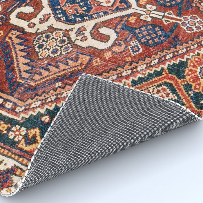 Qashqai Khorjin  Antique Fars Persian Bag Face Print Rug Gallery Image 4