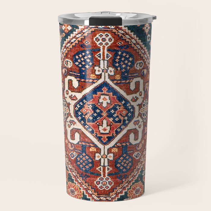 Qashqai Khorjin  Antique Fars Persian Bag Face Print Travel Mug Gallery Image 1