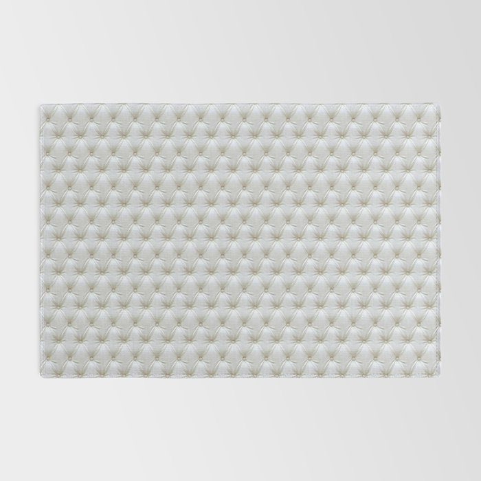 Faux White Leather Buttoned Rug Gallery Image 2