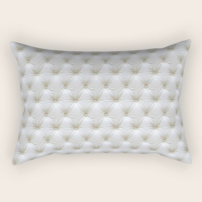 Faux White Leather Buttoned Rectangular Pillow Gallery Image 2