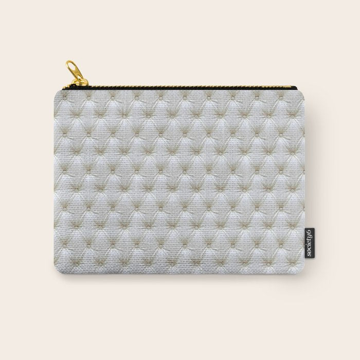 Faux White Leather Buttoned Carry All Pouch Gallery Image 1