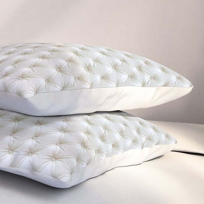 Faux White Leather Buttoned Pillow Sham Gallery Image 3