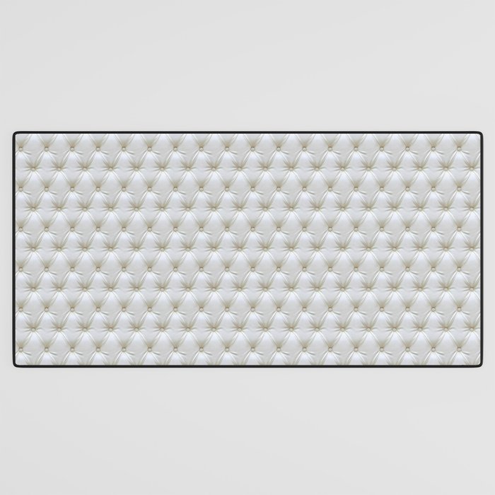 Faux White Leather Buttoned Desk Mat Gallery Image 3