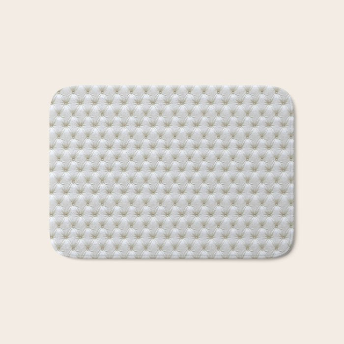 Faux White Leather Buttoned Bath Mat Gallery Image 1