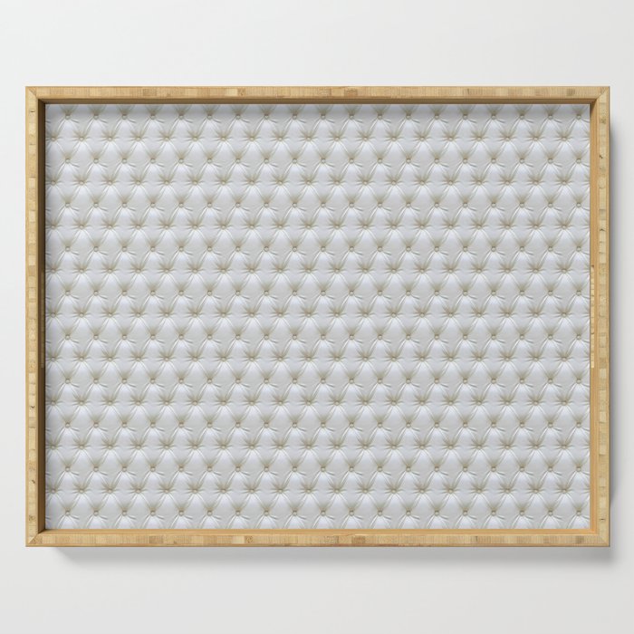 Faux White Leather Buttoned Serving Tray Gallery Image 1