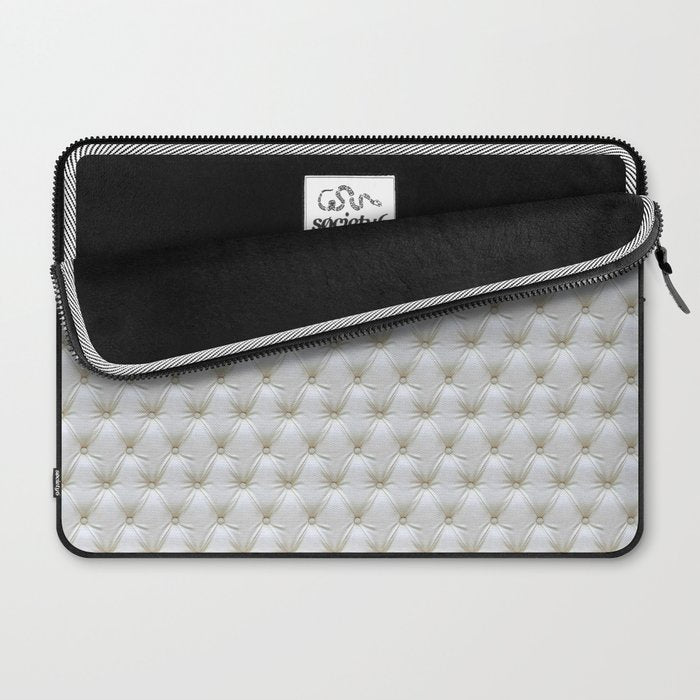 Faux White Leather Buttoned Laptop Sleeve Gallery Image 2