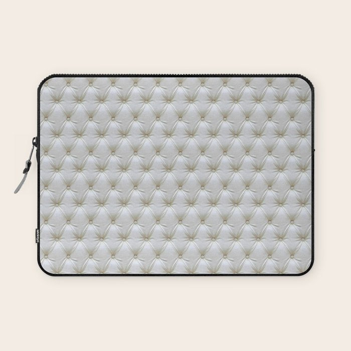 Faux White Leather Buttoned Laptop Sleeve Gallery Image 1