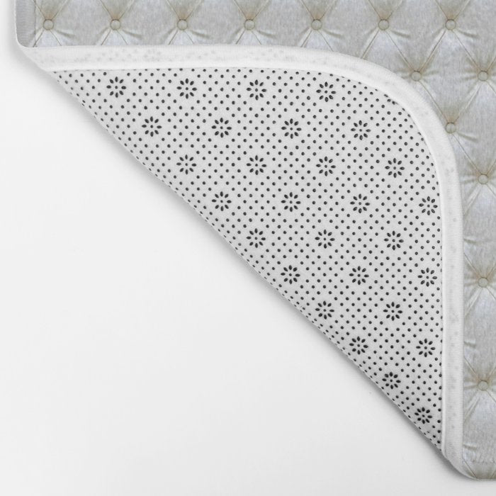 Faux White Leather Buttoned Bath Mat Gallery Image 2