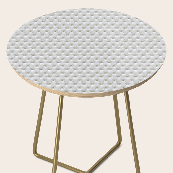 Faux White Leather Buttoned Side Table Gallery Image 2