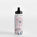 Whimsical Playful Flower Garden, Floral Prints Pink and Teal Water Bottle Gallery Image 2