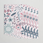 Whimsical Playful Flower Garden, Floral Prints Pink and Teal Wrapping Paper Gallery Image 3