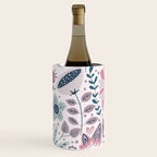 Whimsical Playful Flower Garden, Floral Prints Pink and Teal Wine Chiller Gallery Image 1