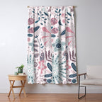 Whimsical Playful Flower Garden, Floral Prints Pink and Teal Window Curtain Gallery Image 5