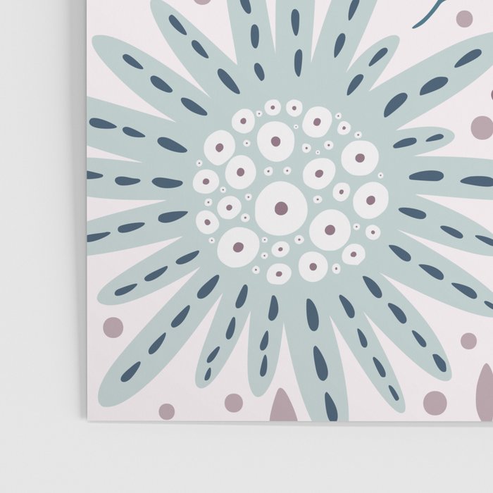 Whimsical Playful Flower Garden, Floral Prints Pink and Teal Poster Gallery Image 3