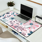 Whimsical Playful Flower Garden, Floral Prints Pink and Teal Desk Mat Gallery Image 2