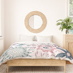 Whimsical Playful Flower Garden, Floral Prints Pink and Teal Duvet Cover Gallery Image 3