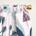 Whimsical Playful Flower Garden, Floral Prints Pink and Teal Window Curtain Gallery Image 2
