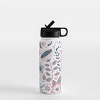 Whimsical Playful Flower Garden, Floral Prints Pink and Teal Water Bottle Gallery Image 1