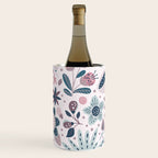 Whimsical Playful Flower Garden, Floral Prints Pink and Teal Wine Chiller Gallery Image 2