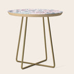 Whimsical Playful Flower Garden, Floral Prints Pink and Teal Side Table Gallery Image 1