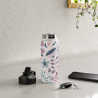 Whimsical Playful Flower Garden, Floral Prints Pink and Teal Water Bottle Gallery Image 4