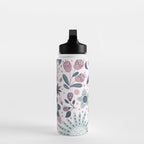 Whimsical Playful Flower Garden, Floral Prints Pink and Teal Water Bottle Gallery Image 3
