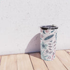 Whimsical Playful Flower Garden, Floral Prints Pink and Teal Travel Mug Gallery Image 4