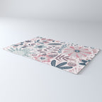 Whimsical Playful Flower Garden, Floral Prints Pink and Teal Rug Gallery Image 3