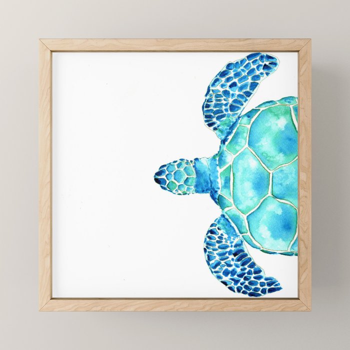 Coastal. Sea turtle. Watercolor. Mini Art Print Gallery Image 1