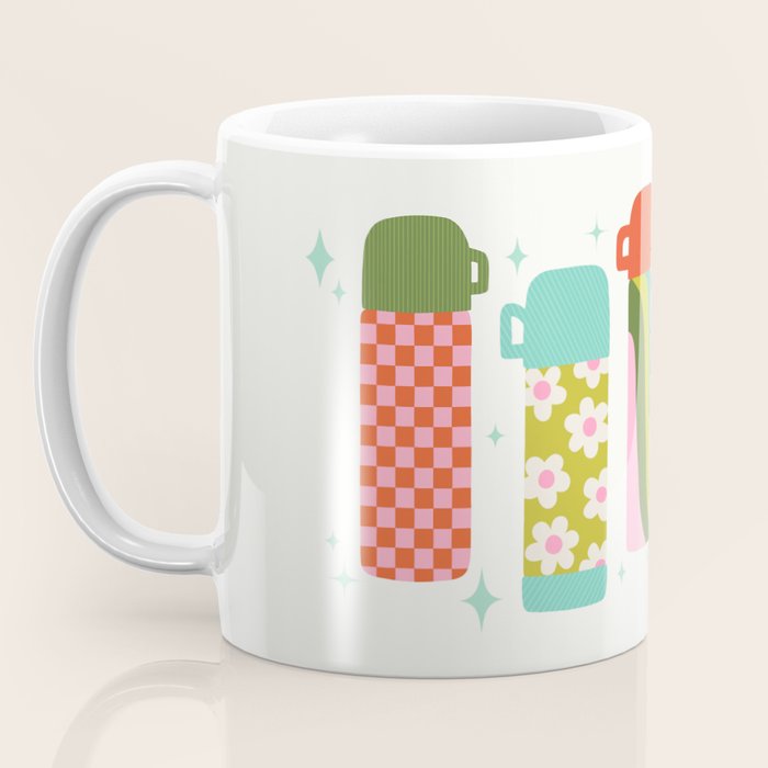 Retro Coffee Thermoses Multicolor on White Coffee Mug Gallery Image 3