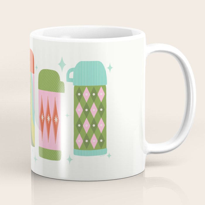 Retro Coffee Thermoses Multicolor on White Coffee Mug Gallery Image 1