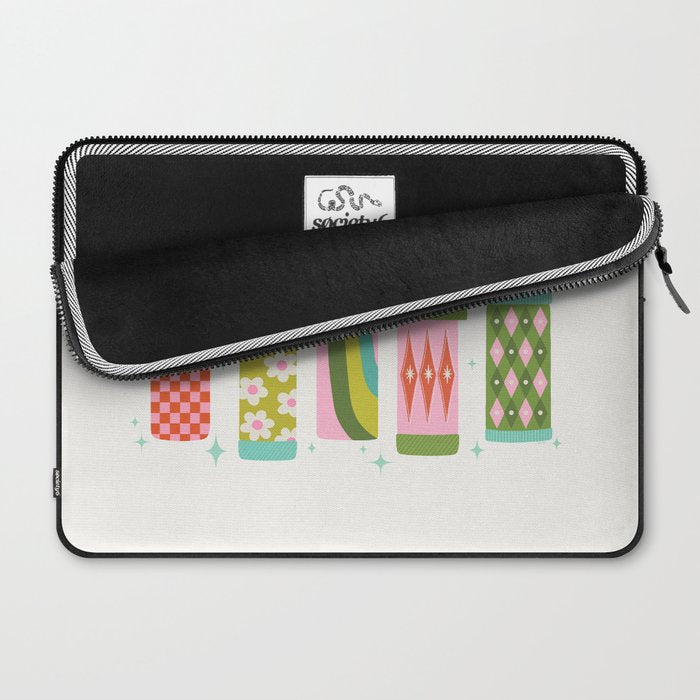 Retro Coffee Thermoses Multicolor on White Laptop Sleeve Gallery Image 2