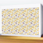 Honey Bees and Flowers - Yellow and Lavender Purple Wall Mural Gallery Image 2