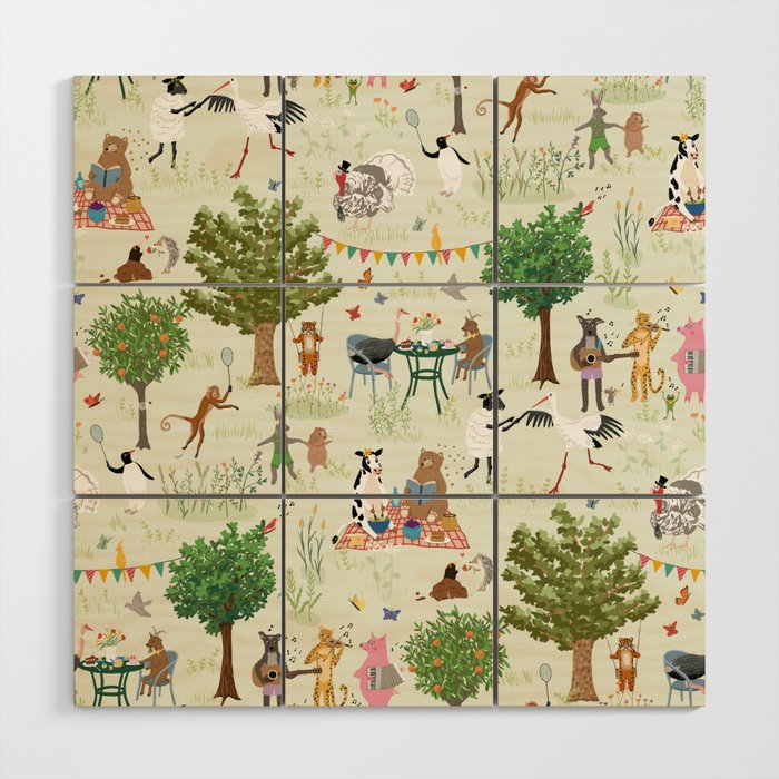 Animals' Garden Party Wood Wall Art Gallery Image 1